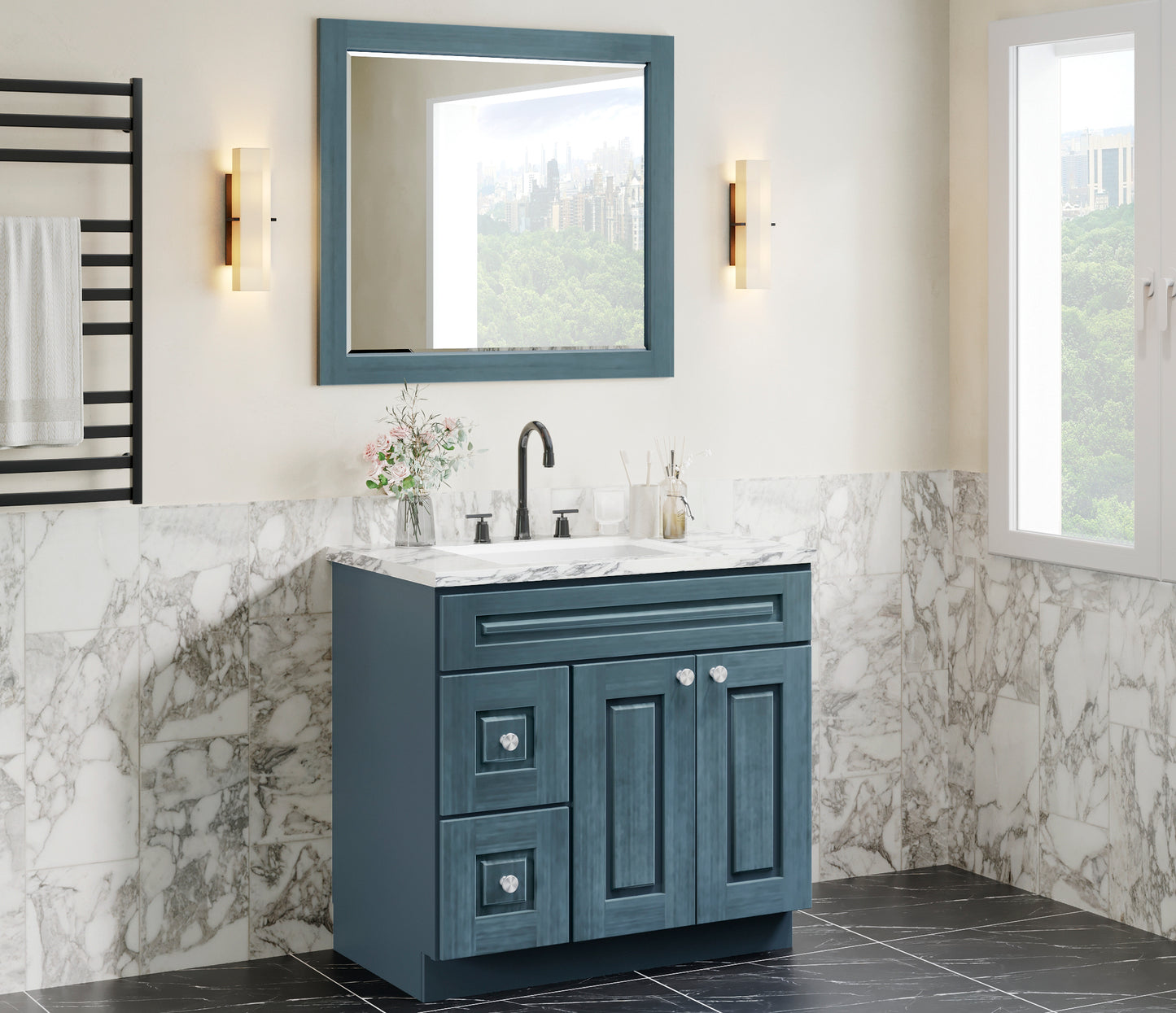 Pacific Blue Raised Panel Vanities