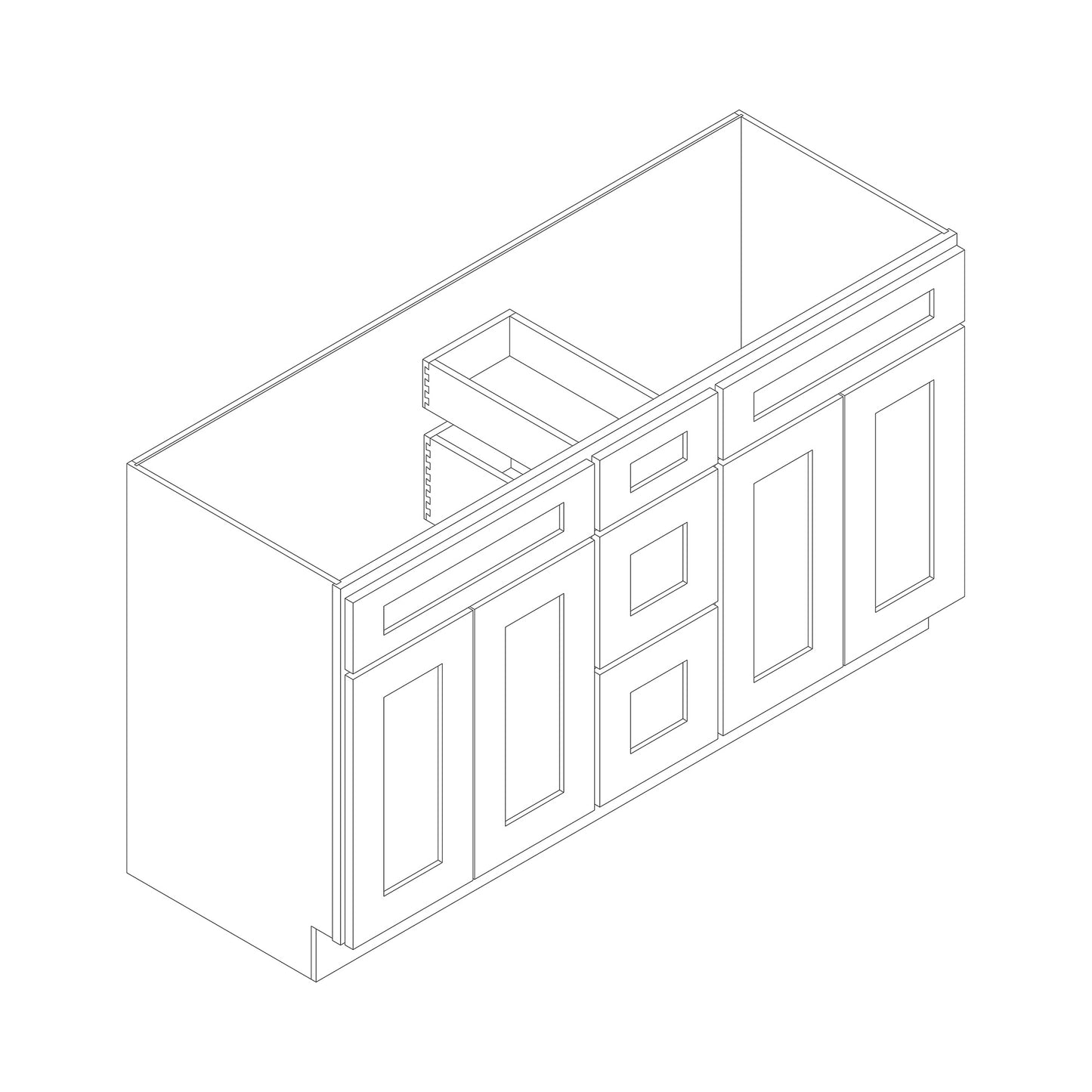 72" x 21" Double Bowl Vanity Base Cabinet w/Drawers