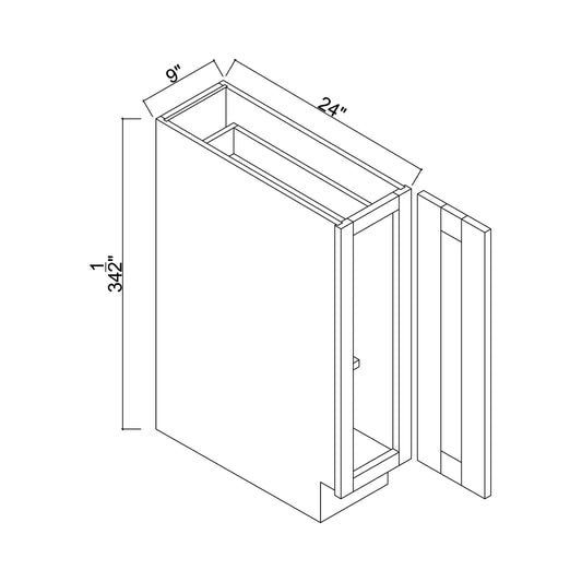 9" Single Door Base Cabinet (Full Height Door)