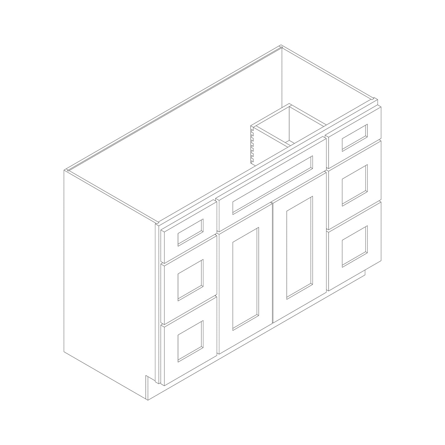 48" x 21" Double Door Vanity Base Cabinet w/ 4 Drawers