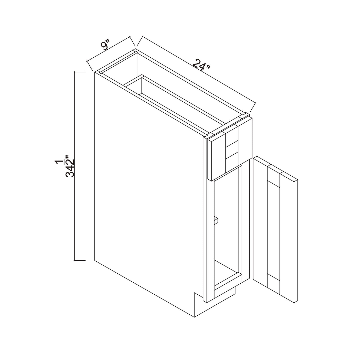 9" Single Door Base Cabinet (Full Height Door)