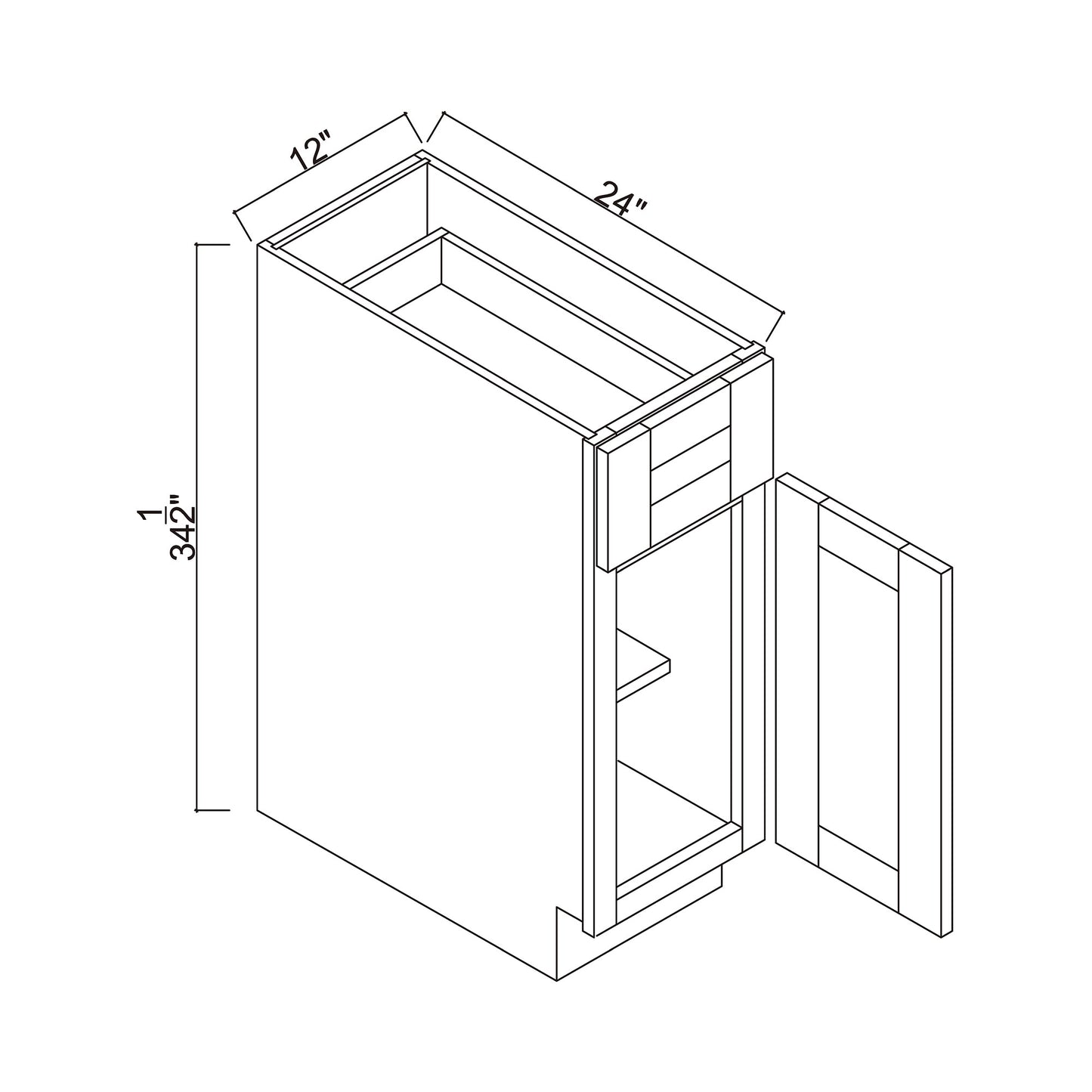 12" Single Door Base Cabinet