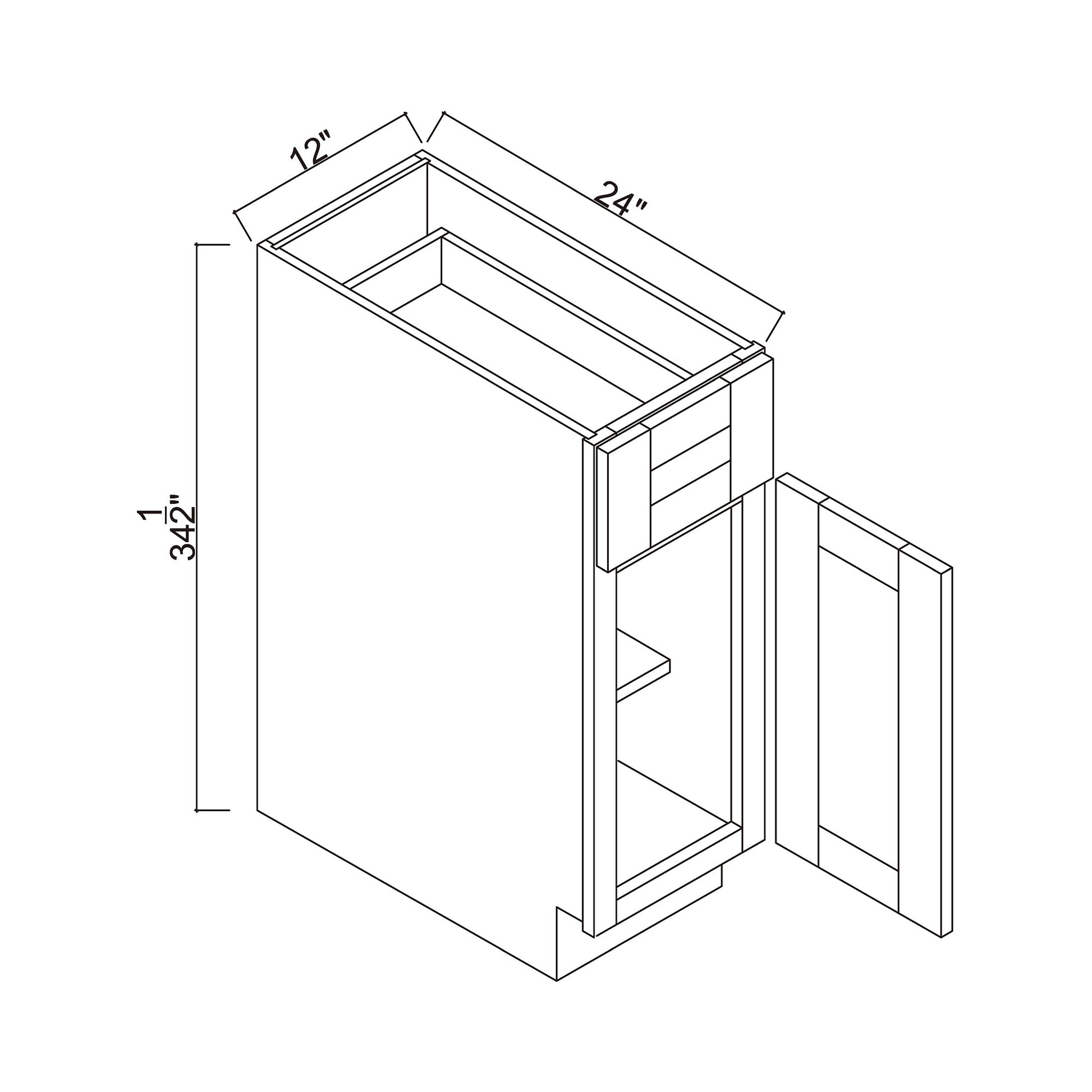 12" Single Door Base Cabinet