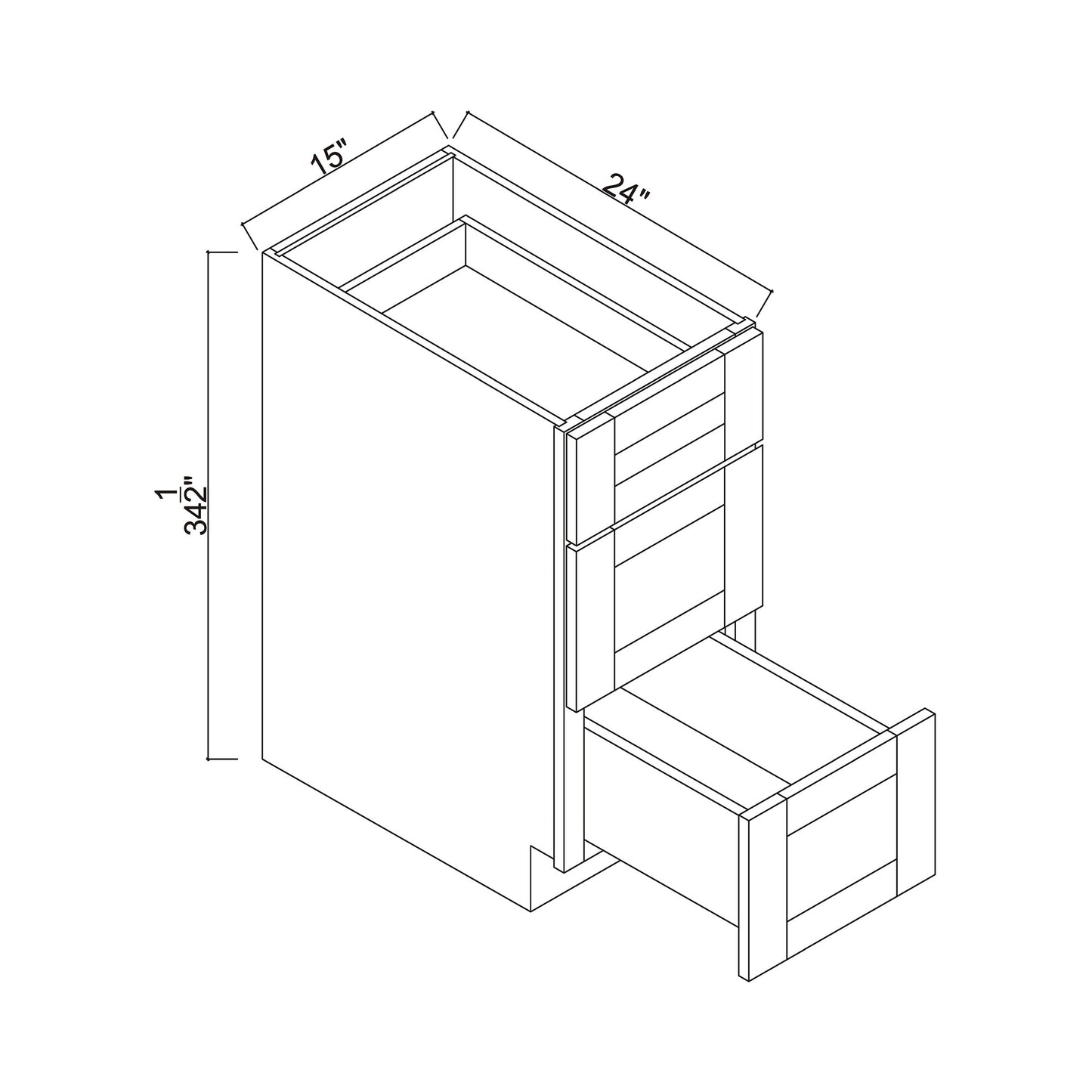 15" 3 Drawers Base Cabinet