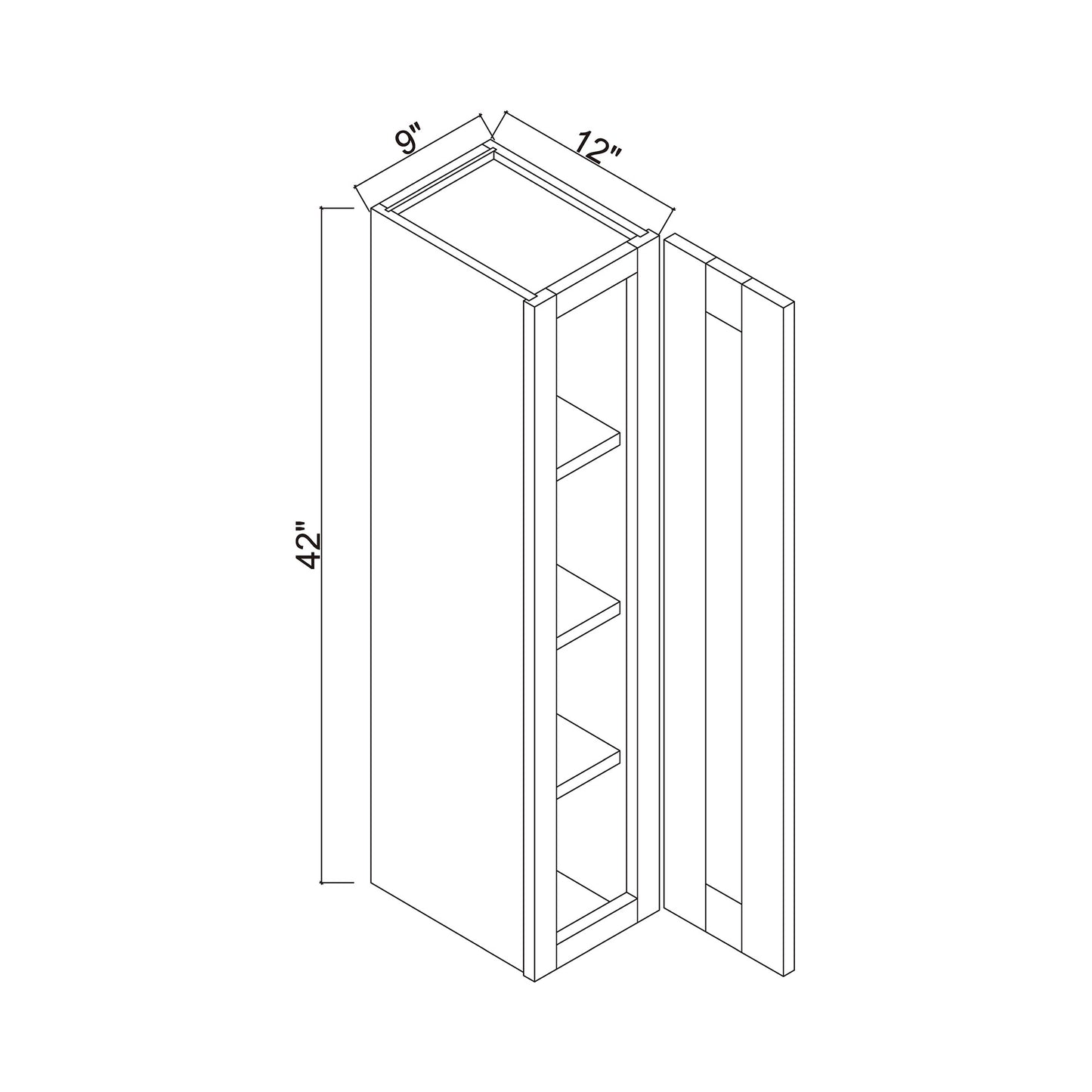 9" x 42" Single Door Wall Cabinet