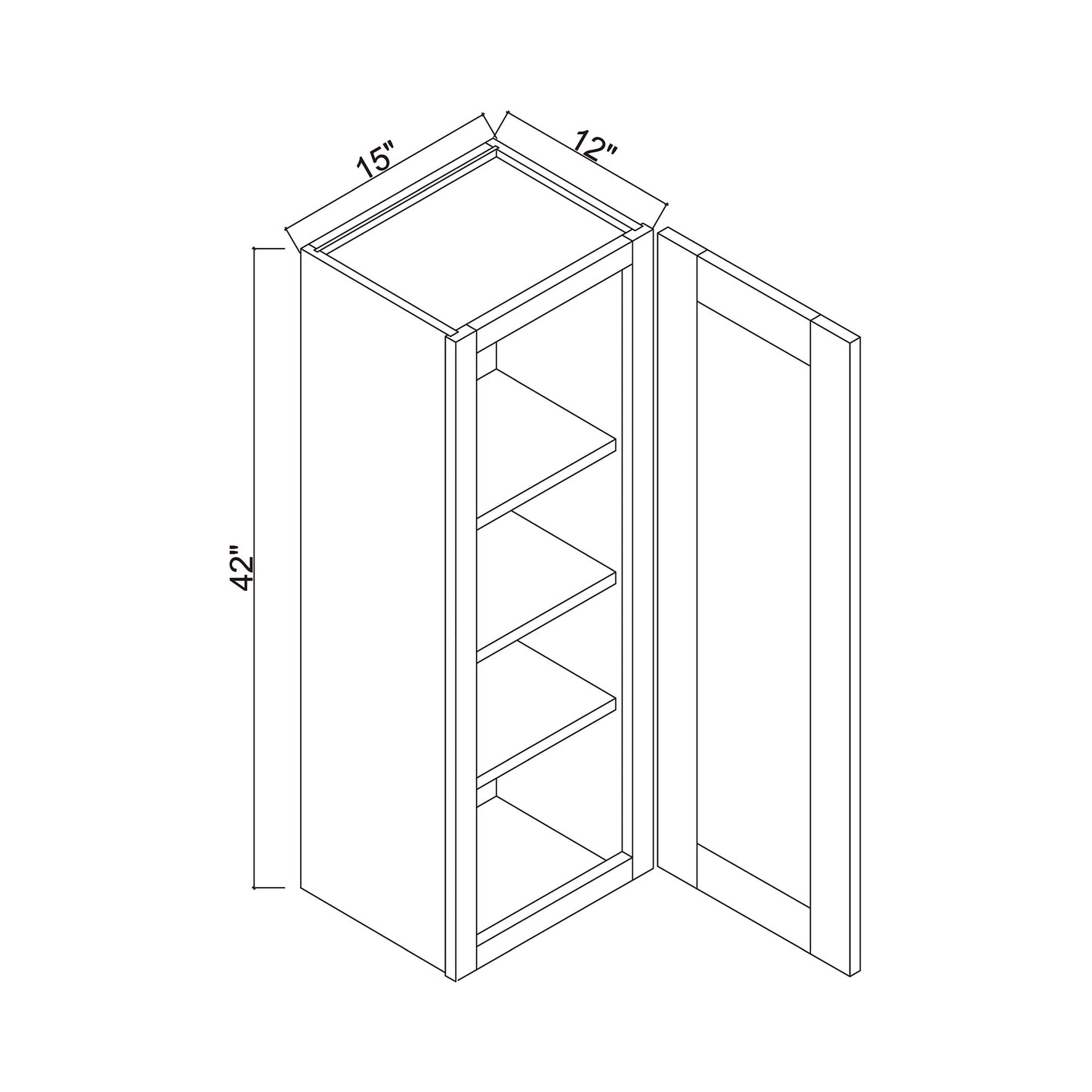 15" x 42" Single Door Wall Cabinet