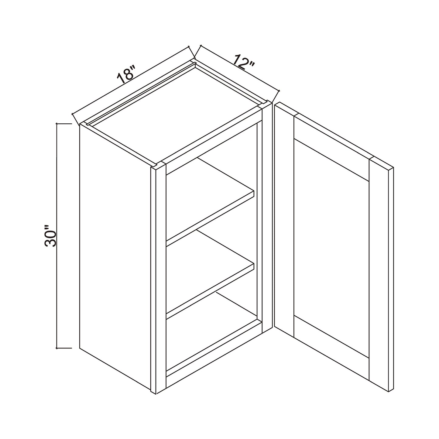 18" x 30" Single Door Wall Cabinet