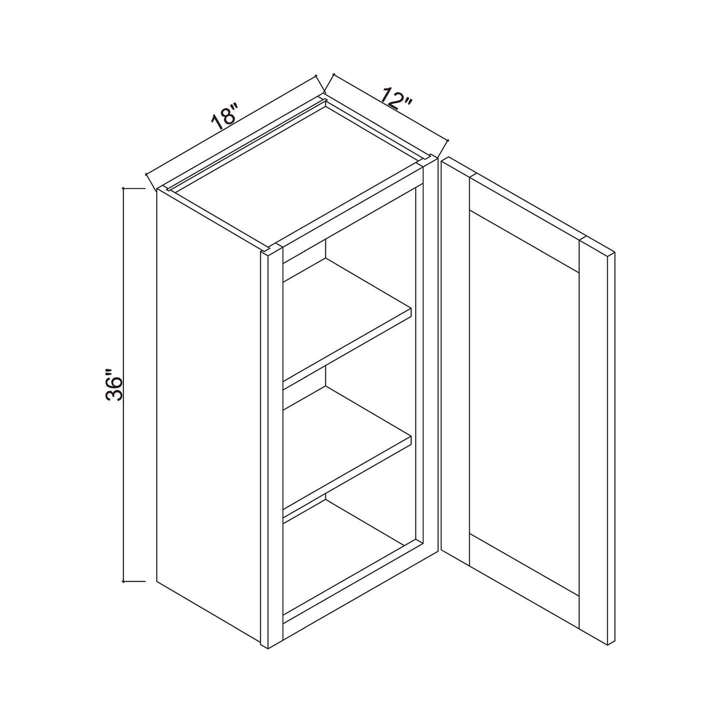 18" x 36" Single Door Wall Cabinet