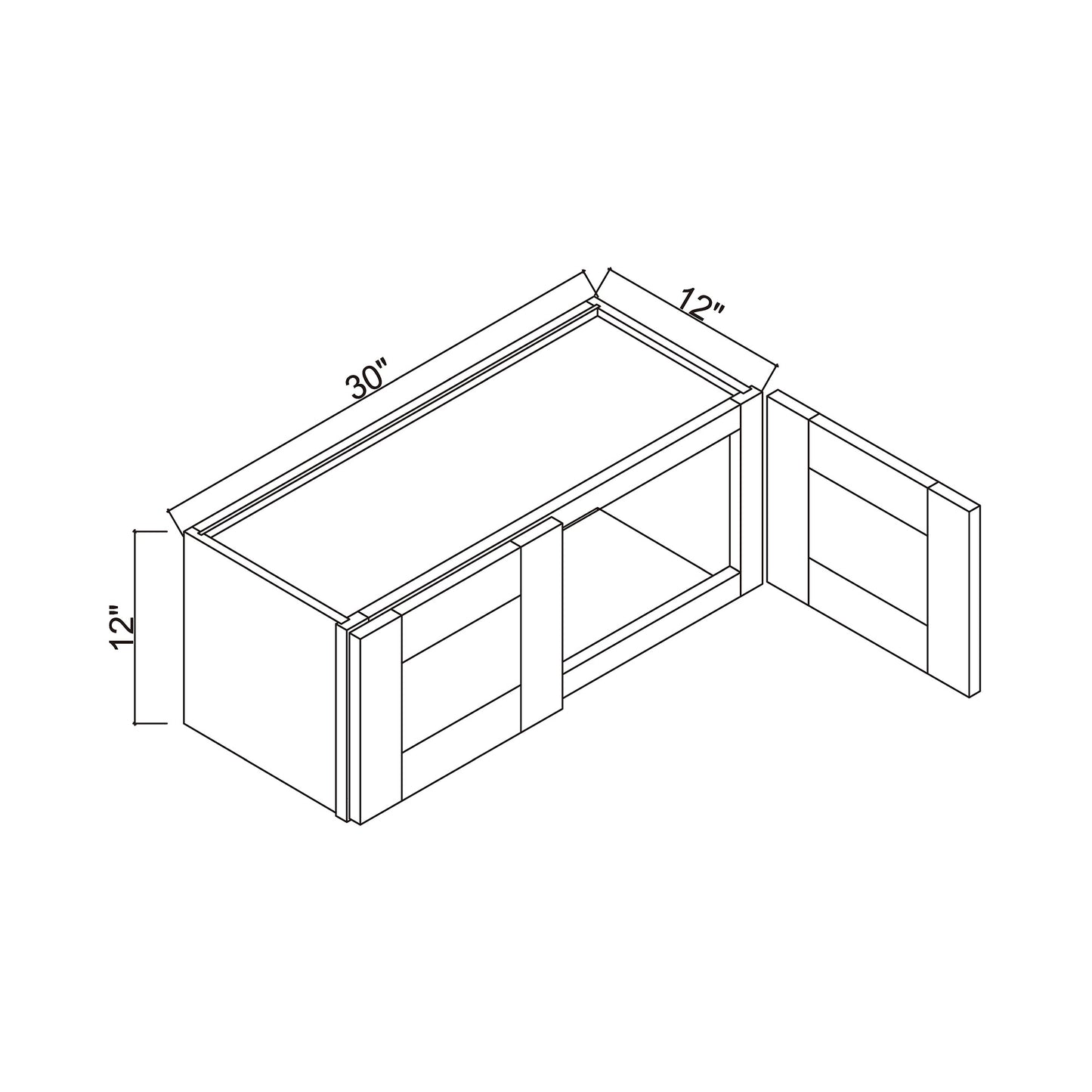 30" x 12" Double Door Bridge Wall Cabinet