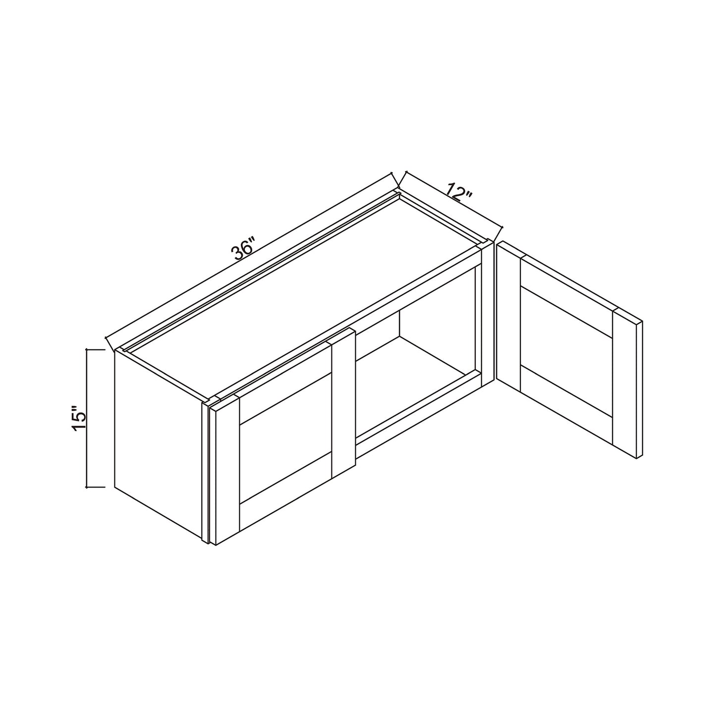 36" x 15" Double Door Bridge Wall Cabinet