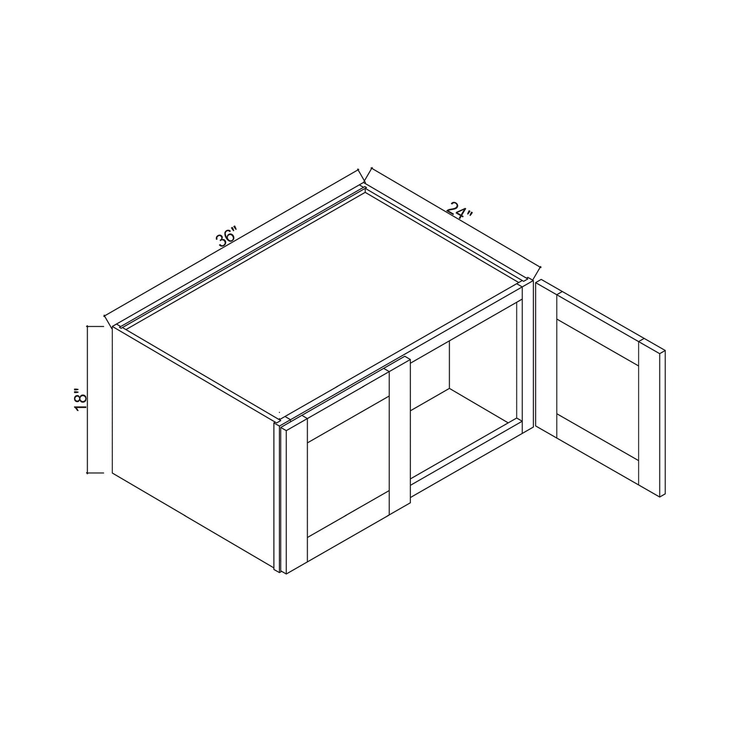 36" x 18" x 24" Double Door Refrigerator Wall Cabinet