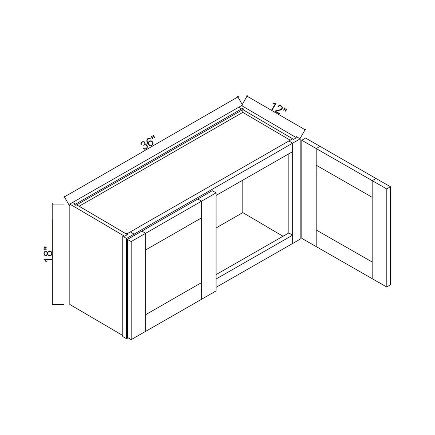 36" x 18" Double Door Bridge Wall Cabinet
