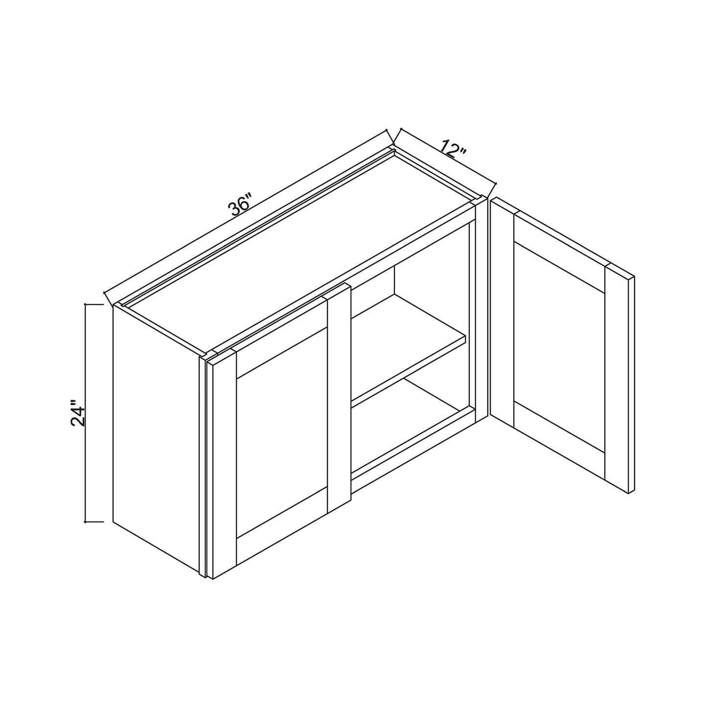36" x 24" Double Door Bridge Wall Cabinet