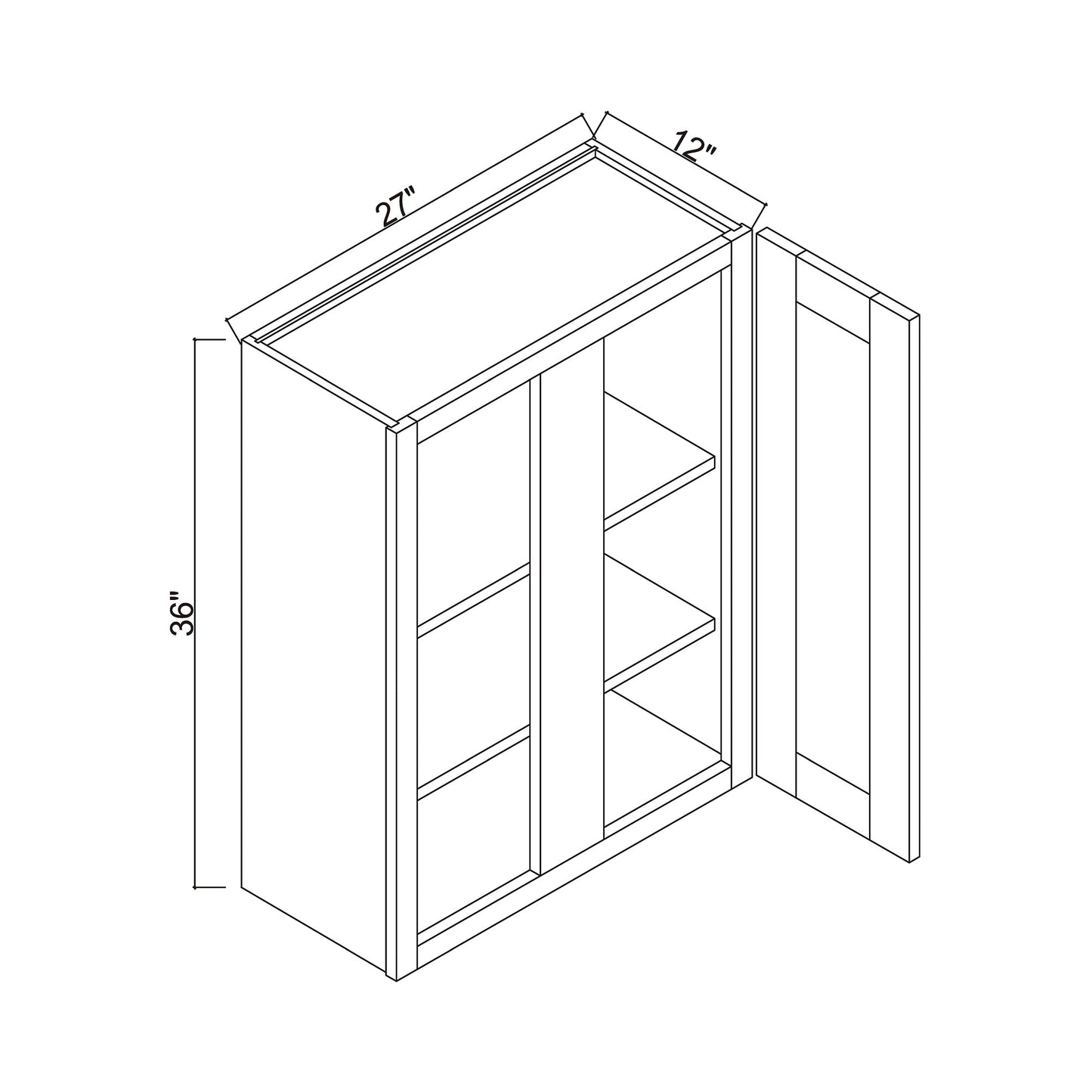 27" x 36" Blind Corner Wall Cabinet