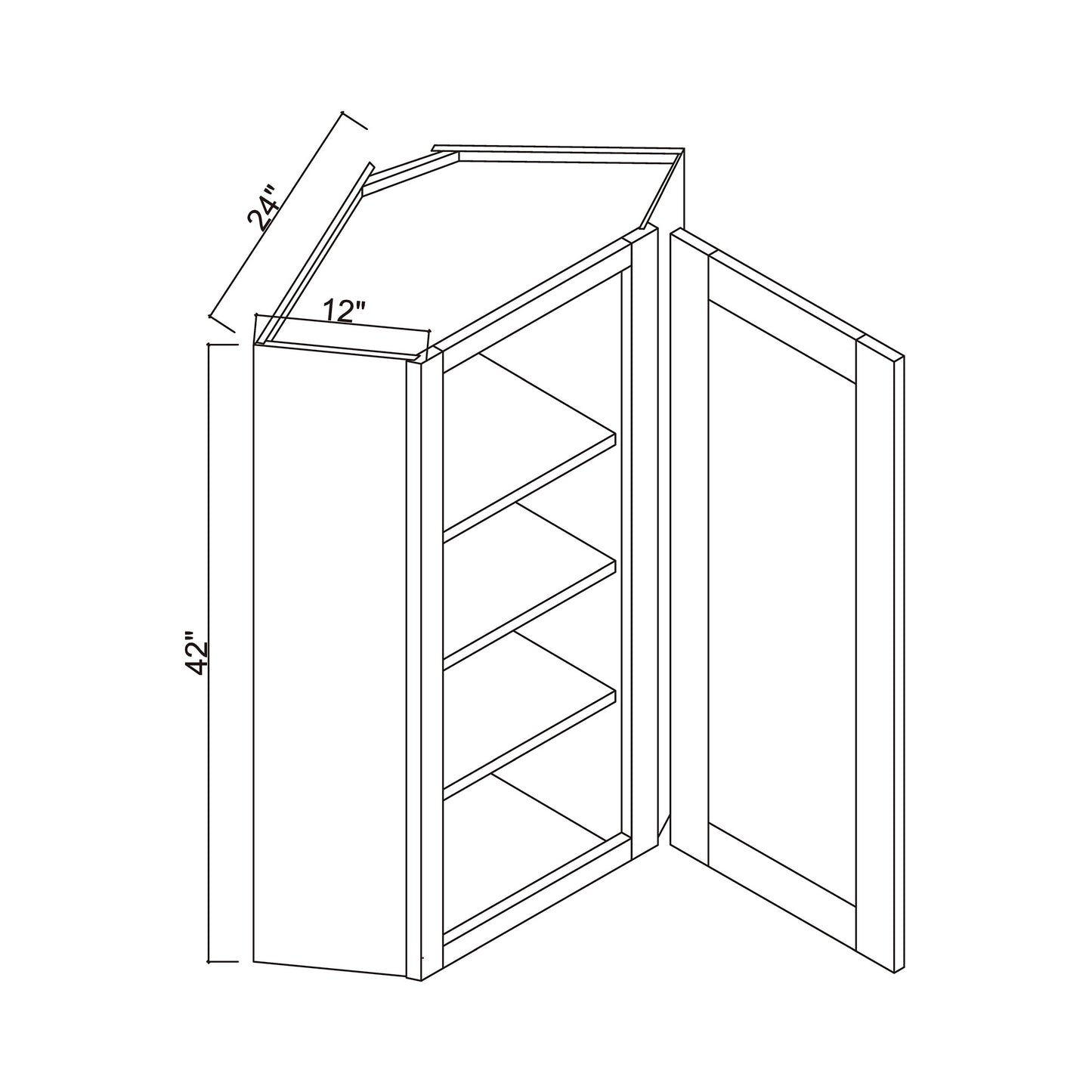 24" x 42" Diagonal Corner Wall Cabinet