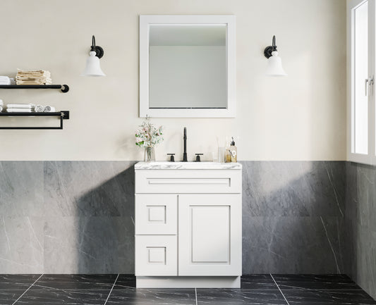 Glacier White Raised Panel Vanities