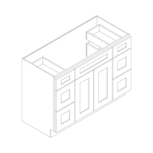 60" x 21" Double Door Vanity Base Cabinet w/ 6 Drawers