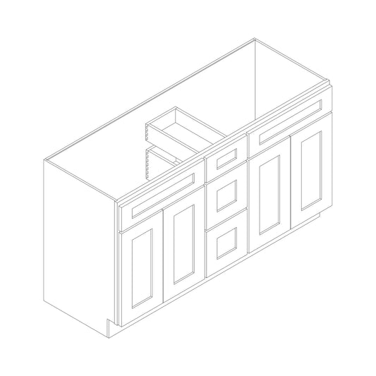 72" x 21" Double Bowl Vanity Base Cabinet w/Drawers