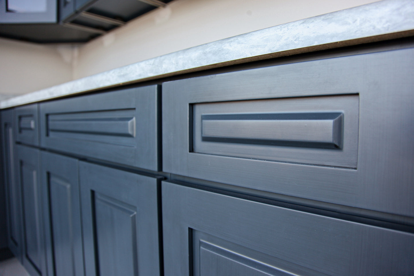 Pacific Blue Raised Panel Cabinets