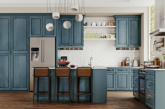 Pacific Blue Raised Panel Cabinets