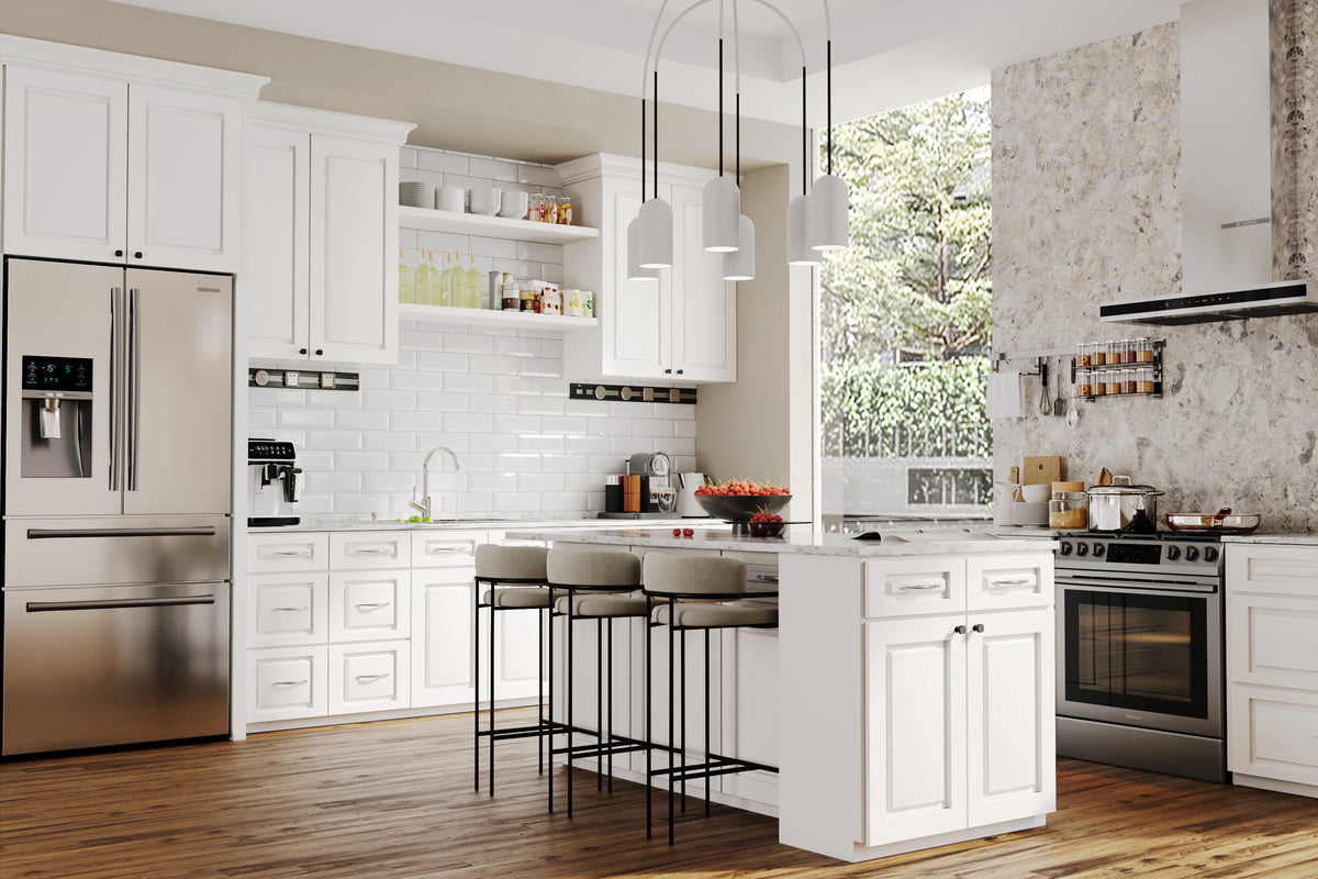 8 Timeless Kitchen Cabinet Designs for Any Style 5 Glacier White Raised Panel Cabinets