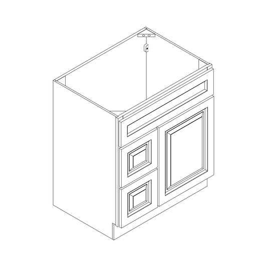30" x 21" Single Door Vanity Base Cabinet w/ Drawers Left