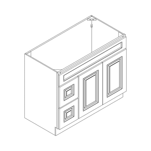 36" x 21" Double Door Vanity Base Cabinet w/ Drawers Left