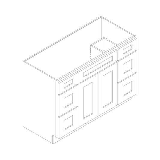 48" x 21" Double Door Vanity Base Cabinet w/ 4 Drawers