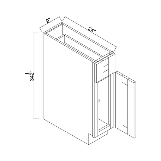 9" Single Door Base Cabinet (Full Height Door)