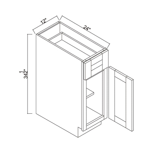 12" Single Door Base Cabinet