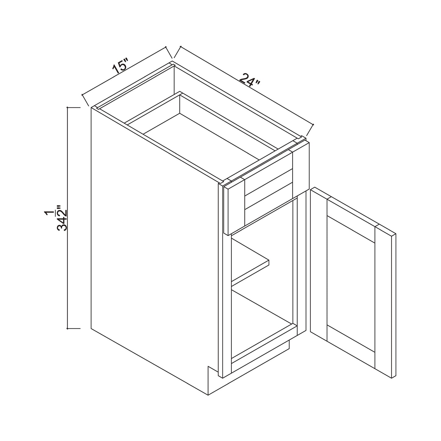 15" Single Door Base Cabinet