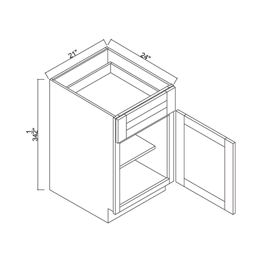 21" Single Door Base Cabinet