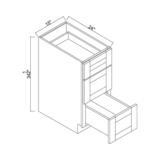 15" 3 Drawers Base Cabinet