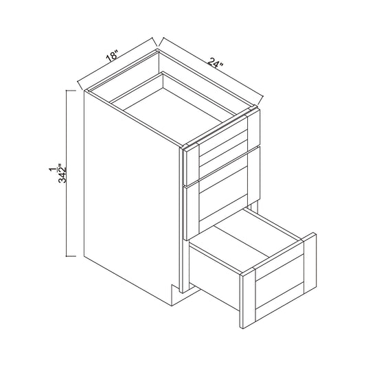 18" 3 Drawers Base Cabinet