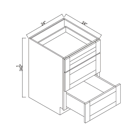 24" 3 Drawers Base Cabinet