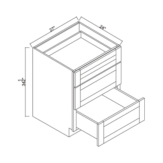 27" 3 Drawers Base Cabinet