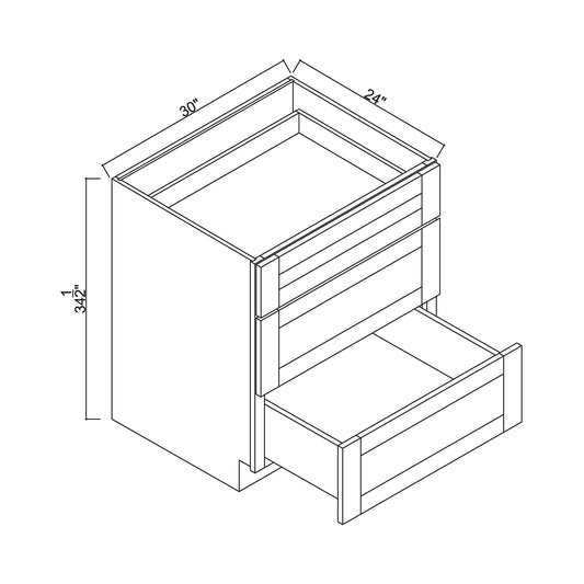 30" 3 Drawers Base Cabinet