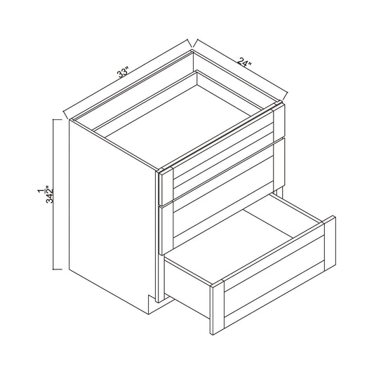 33" 3 Drawers Base Cabinet