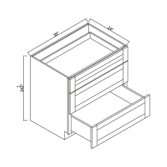 36" 3 Drawers Base Cabinet