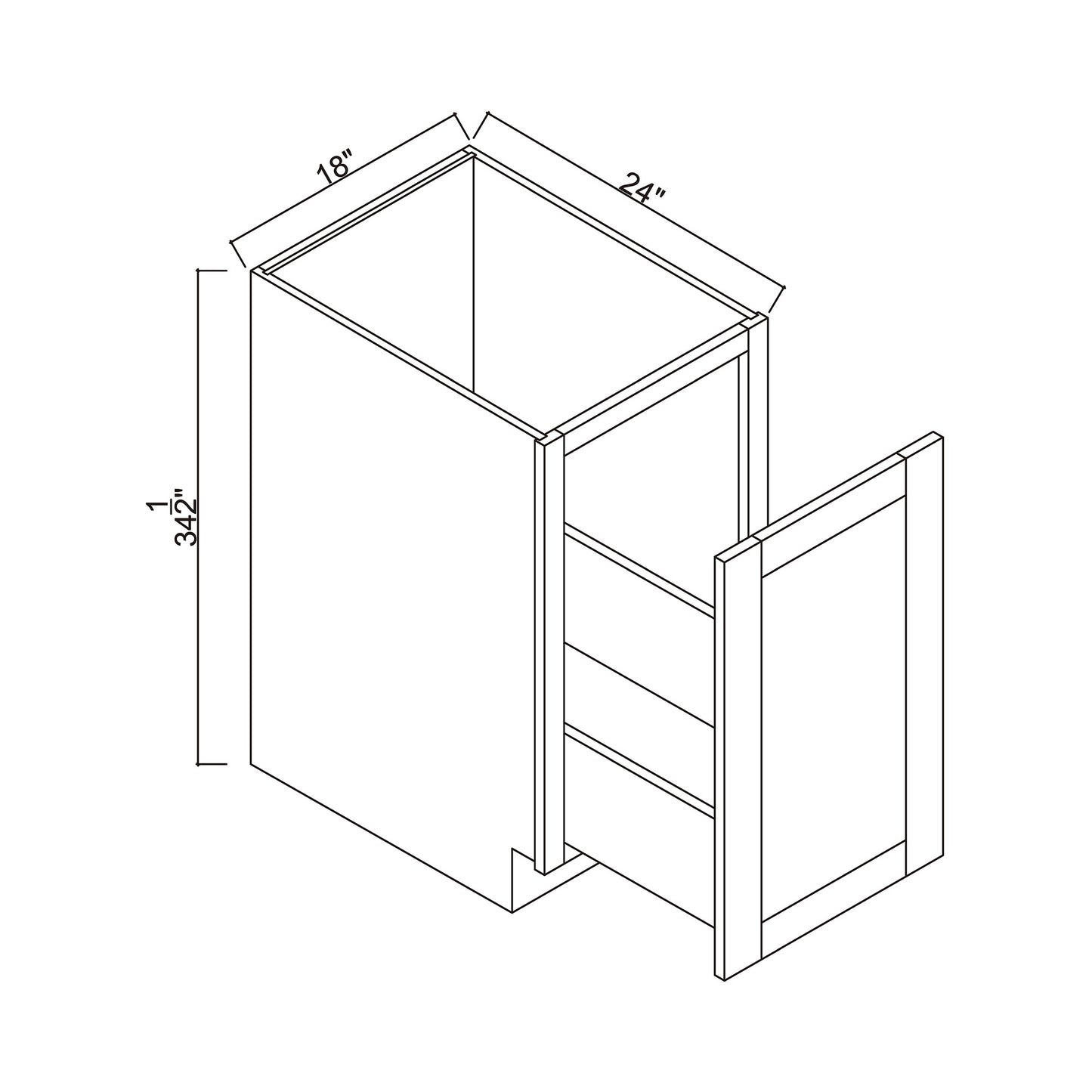 18" Pull Out Trash Can Base Cabinet