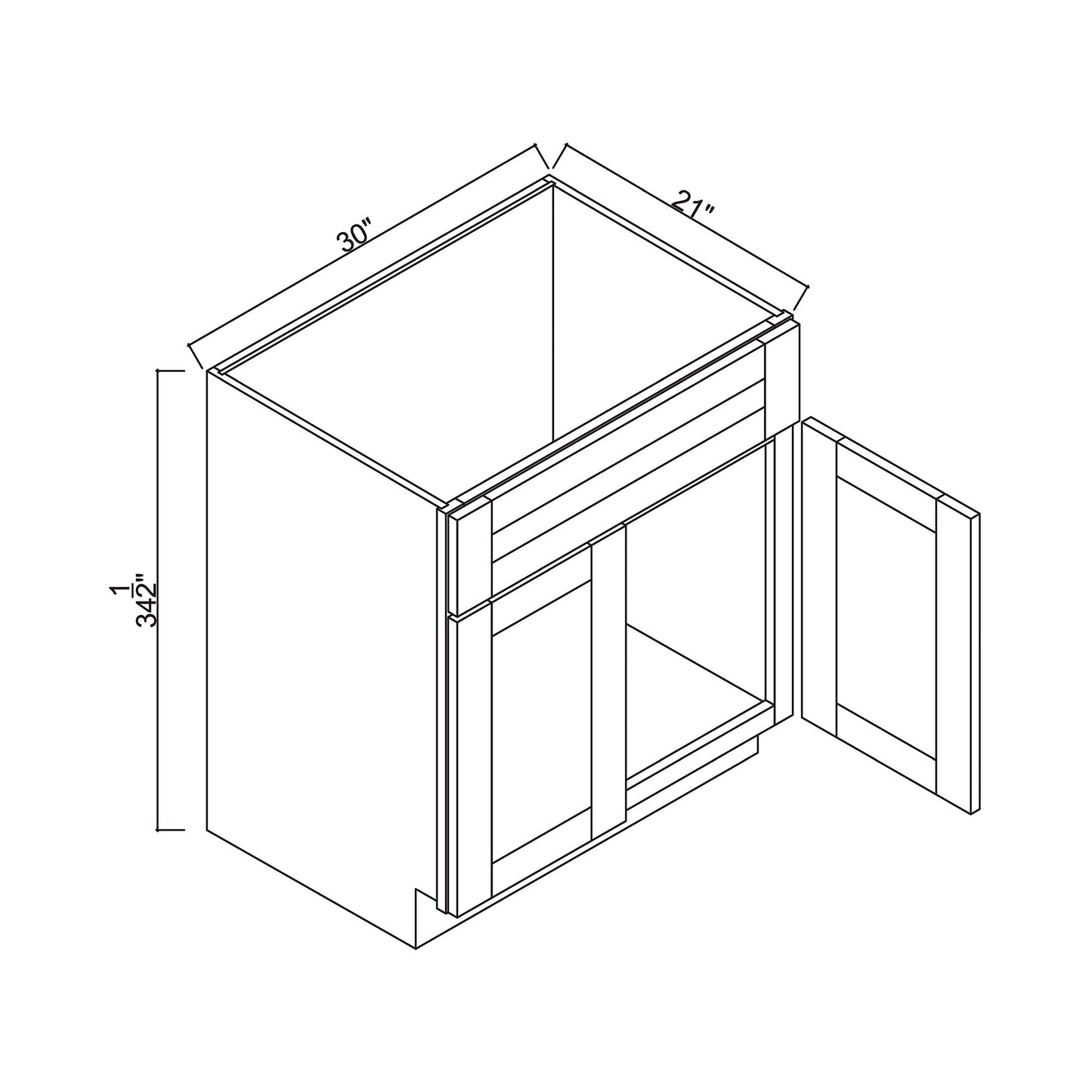 30" x 21" Double Door Vanity Base Cabinet