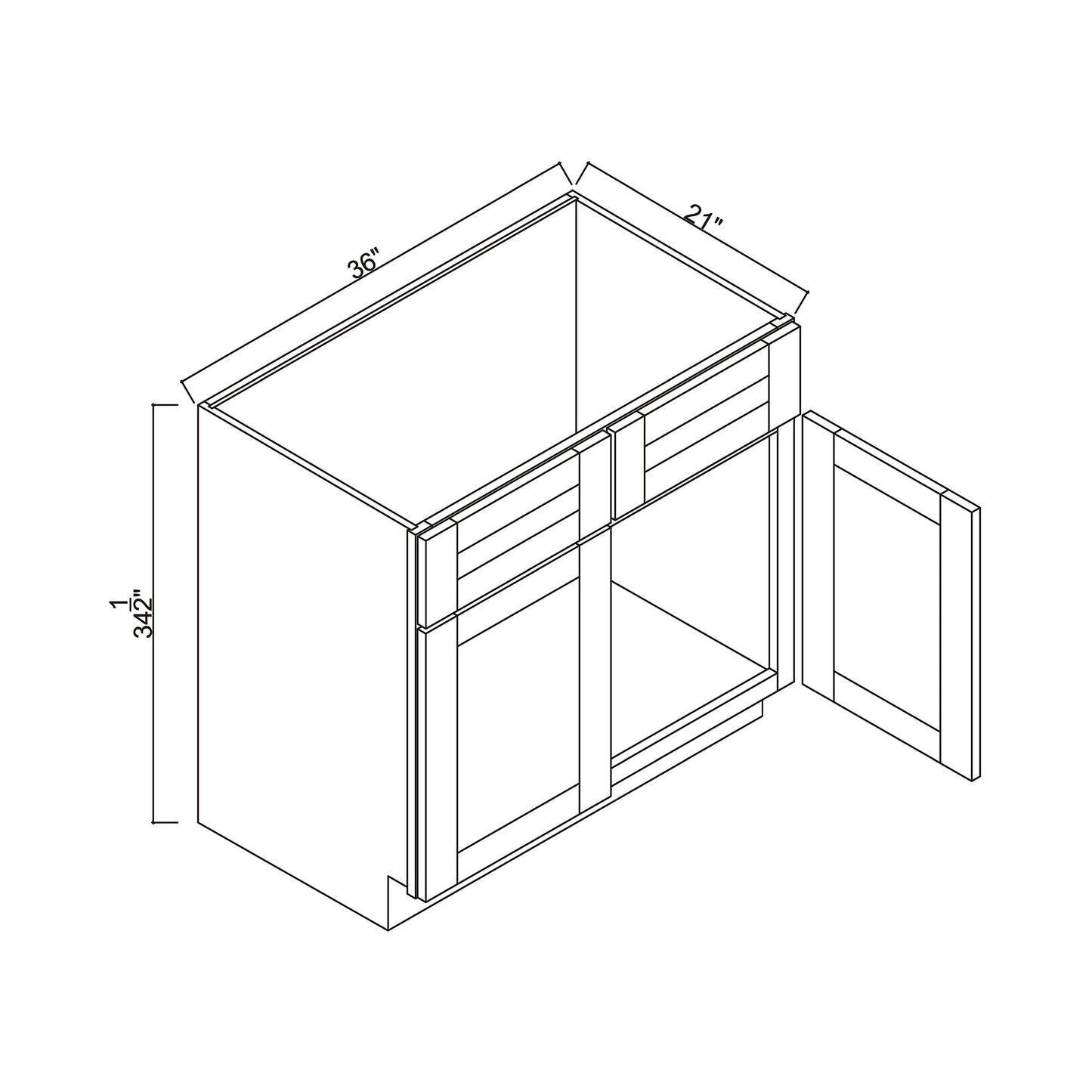 36" x 21" Double Door Vanity Base Cabinet