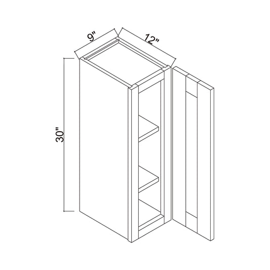 9" x 30" Single Door Wall Cabinet