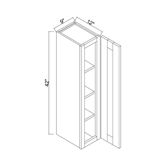 9" x 42" Single Door Wall Cabinet