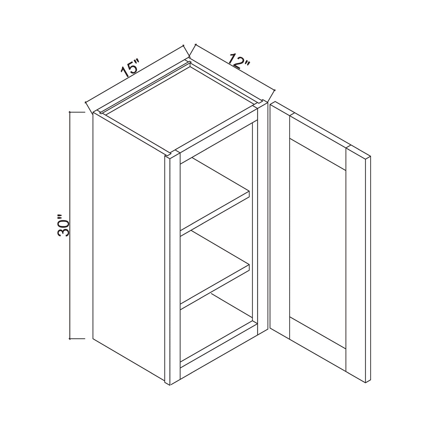 15" x 30" Single Door Wall Cabinet