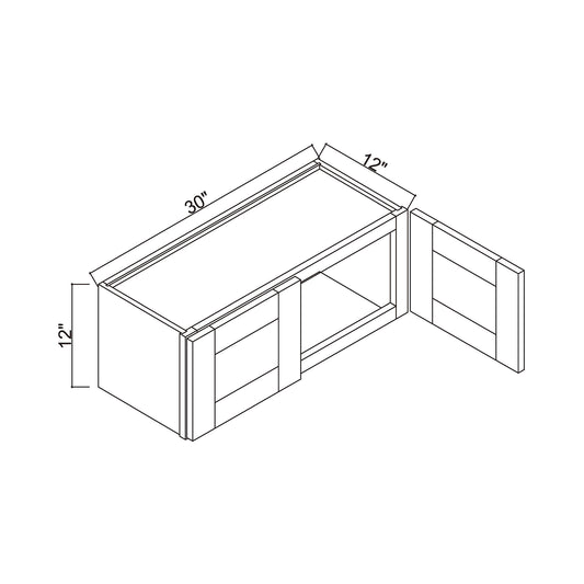 30" x 12" Double Door Bridge Wall Cabinet