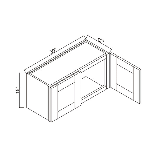 30" x 15" Double Door Bridge Wall Cabinet