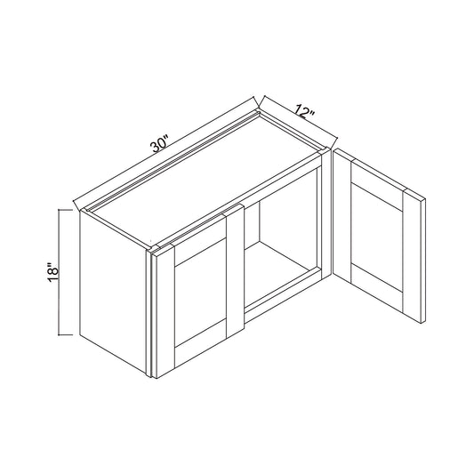 30" x 18" Double Door Bridge Wall Cabinet