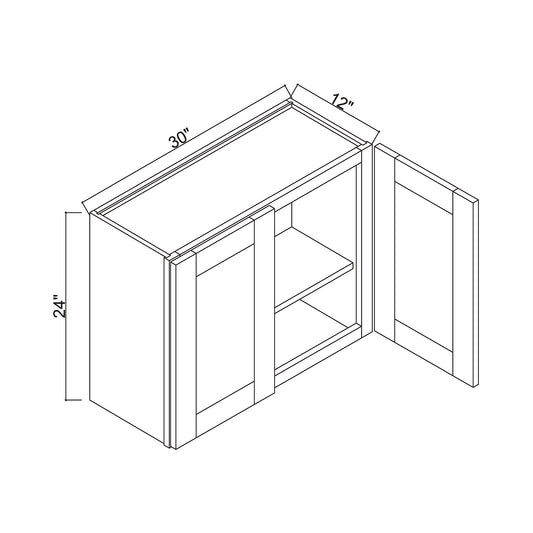 30" x 24" Double Door Bridge Wall Cabinet