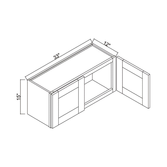 33" x 15" Double Door Bridge Wall Cabinet